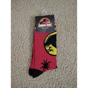 Jurassic Park Logo and Palm Tree Crew Socks